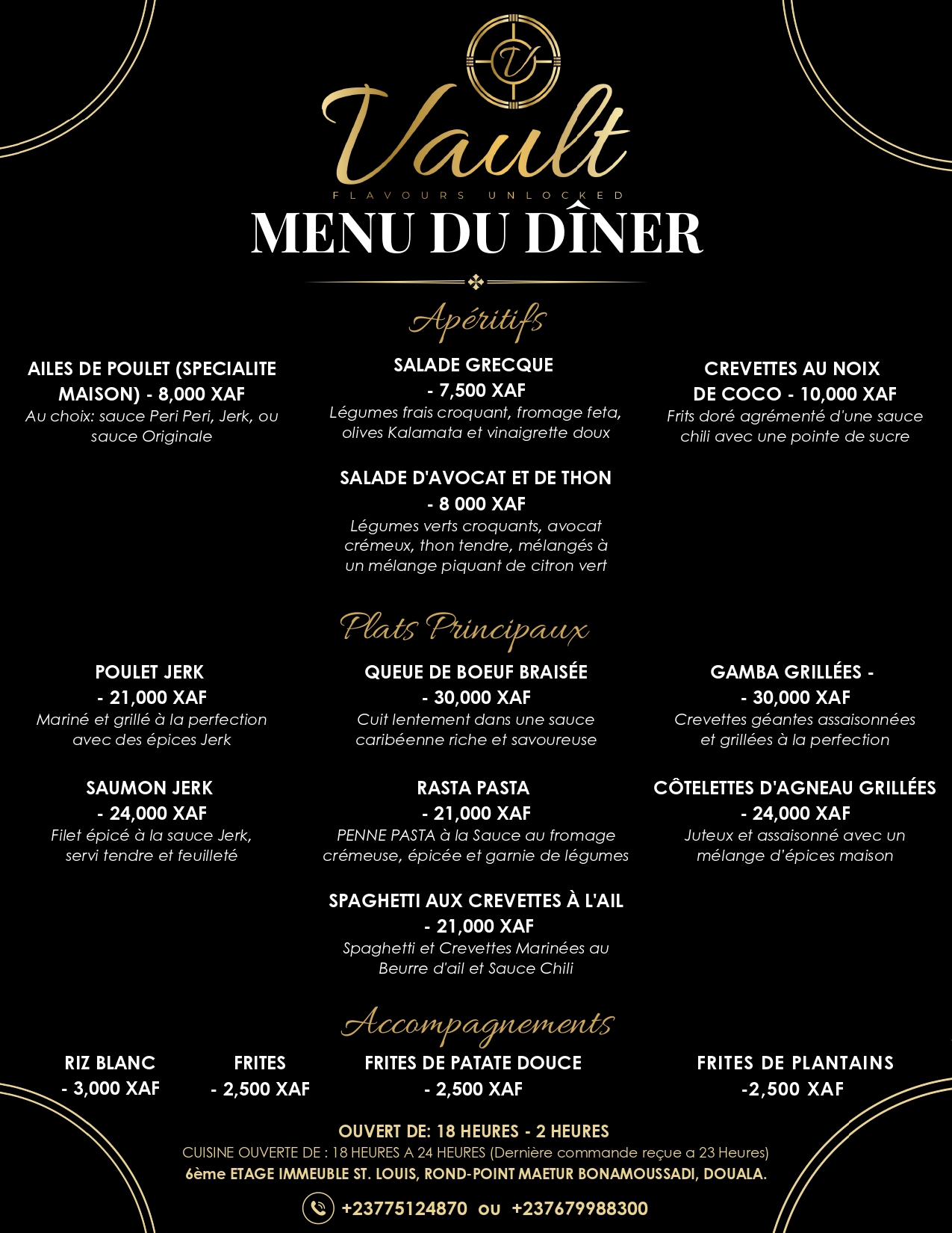 Dinner Menu (French)